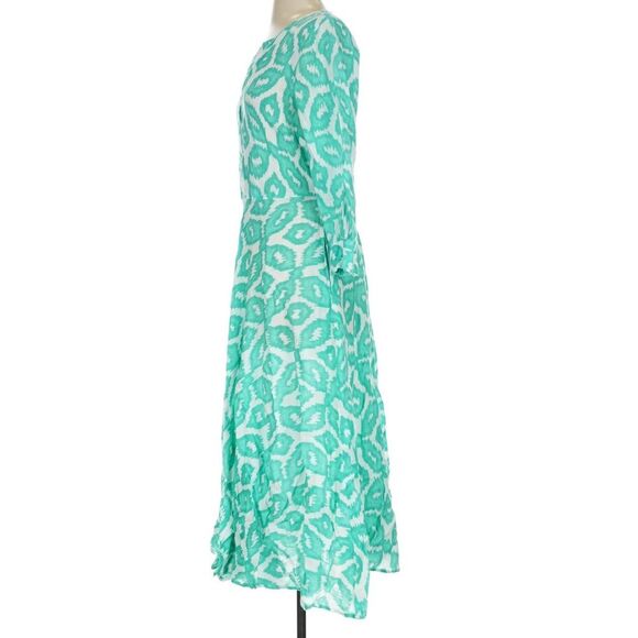 NIMO with LOVE 100% Linen Mint Green Long Sleeve Resort Maxi Dress Size S - Picture 3 of 7